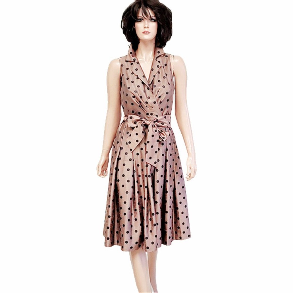 Jessica Howard Polka-Dot Surplice Bodice Dress